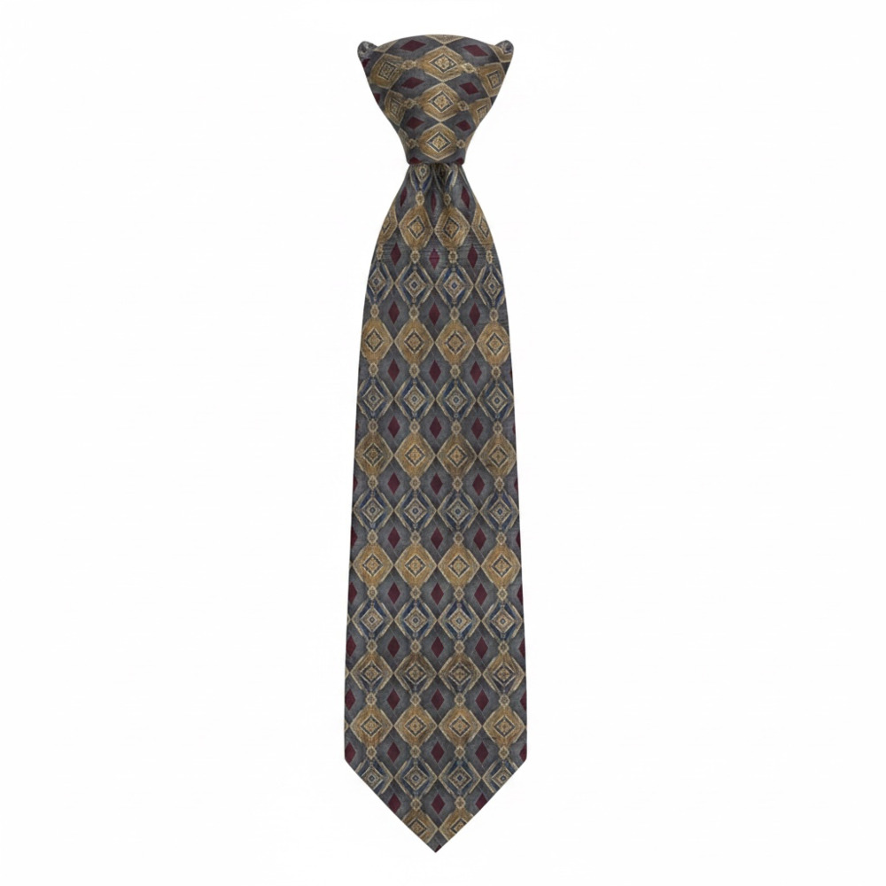 Heritage by Etienne Aigner Geometric Diamond Pattern Silk Necktie